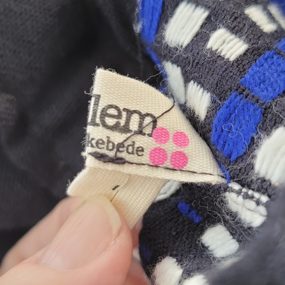 Lemlem Dark Navy Blue White Midi Skirt Size Medium Ethiopian Sustainable Artisan - Picture 8 of 13